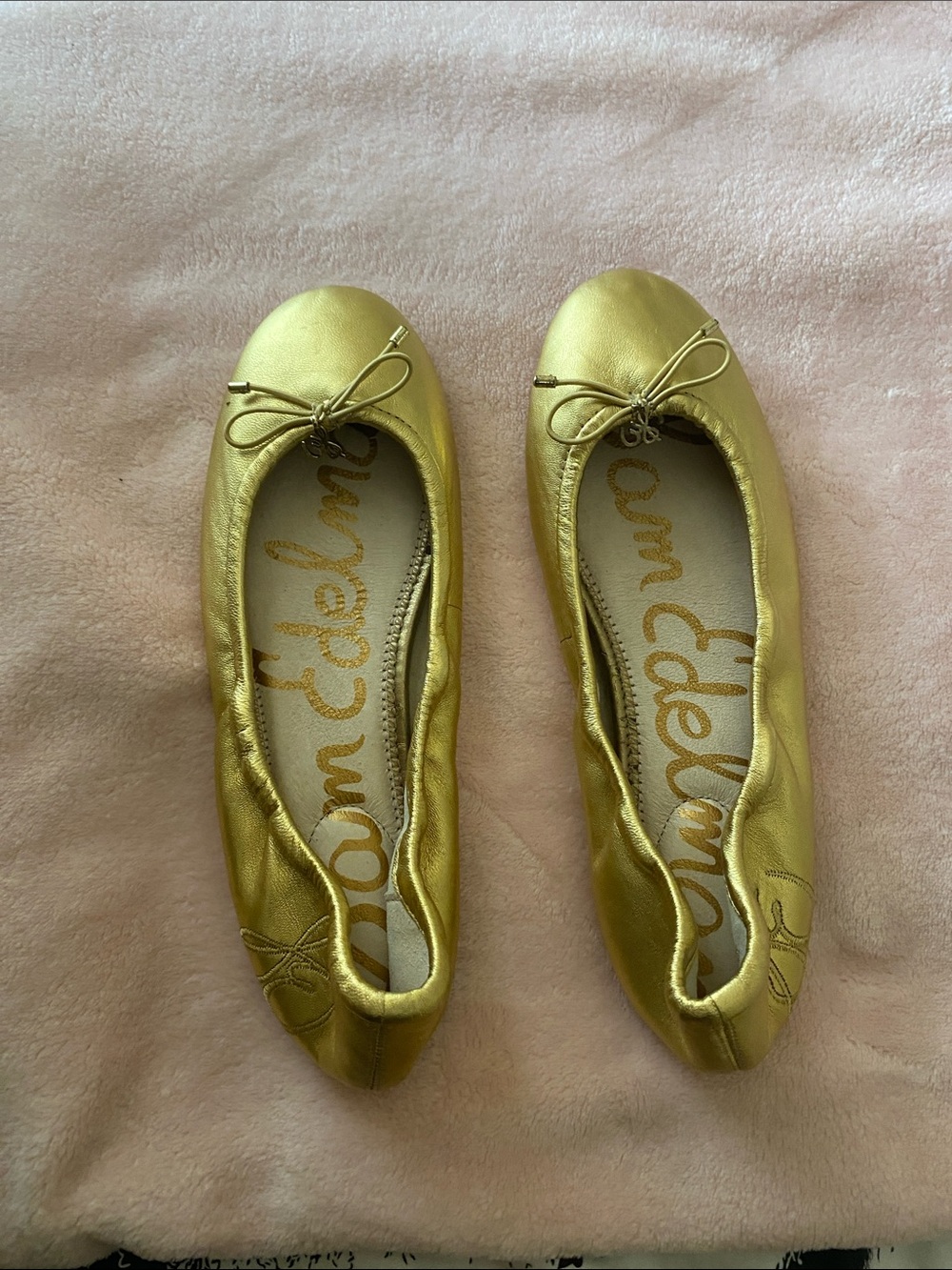 Sam Edelman Metallic Gold Ballet Flats with Bow
